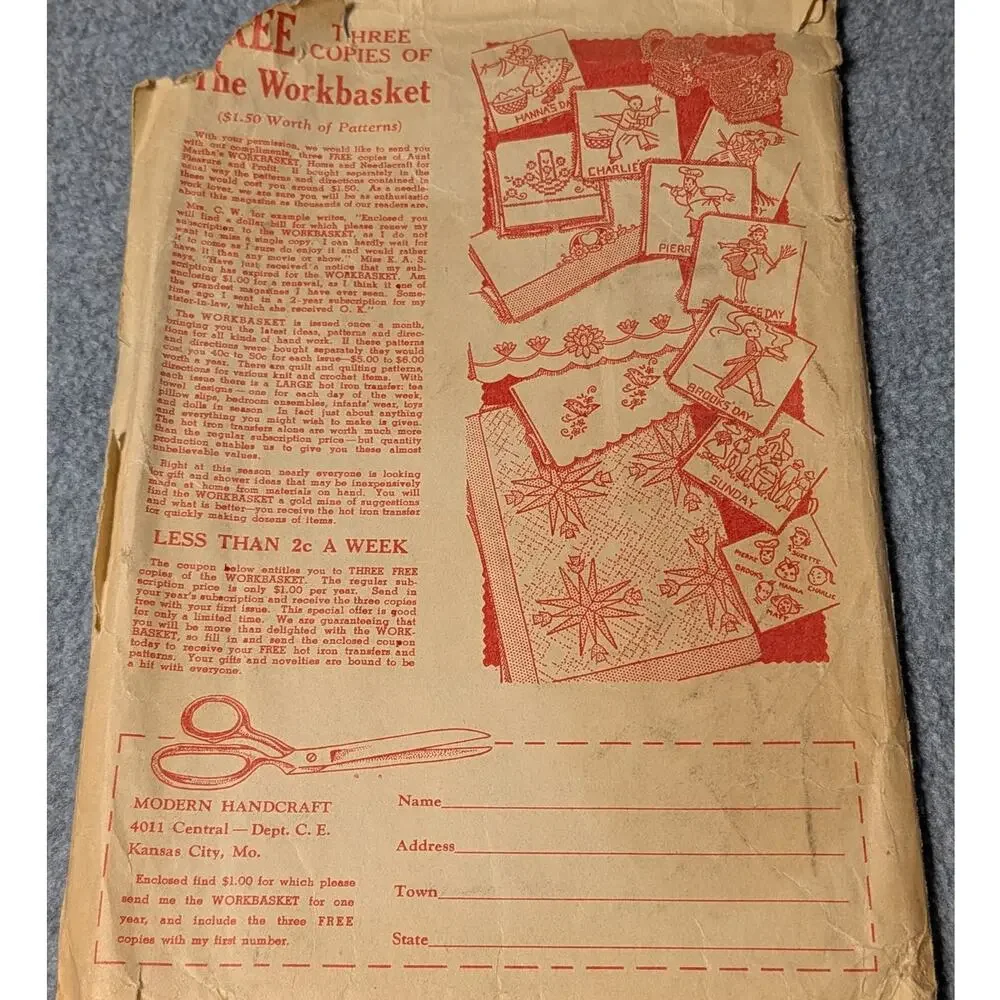 ALICE BROOKS Vintage Embroidery Transfer Patterns 7152 7249 Daily Towel Kitchen